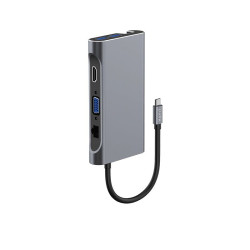 HB4001 - HAVIT GRAY TYPE-C TO 3*USB3.1+ HDMI+PD+RJ45+VGA MULTI-INTERFACE HUB HB4001 - HAVIT GRAY TYPE-C TO 3*USB3.1+ HDMI+PD+RJ45+VGA MULTI-INTERFACE HUB