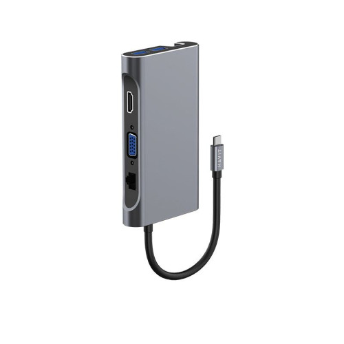 HB4001 - HAVIT GRAY TYPE-C TO 3*USB3.1+ HDMI+PD+RJ45+VGA MULTI-INTERFACE HUB HB4001 - HAVIT GRAY TYPE-C TO 3*USB3.1+ HDMI+PD+RJ45+VGA MULTI-INTERFACE HUB